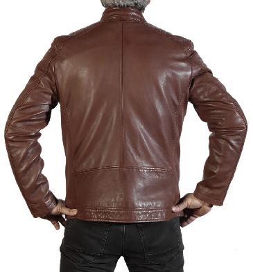 SL100231 - Tan Leather Easy Fit Biker Jacket